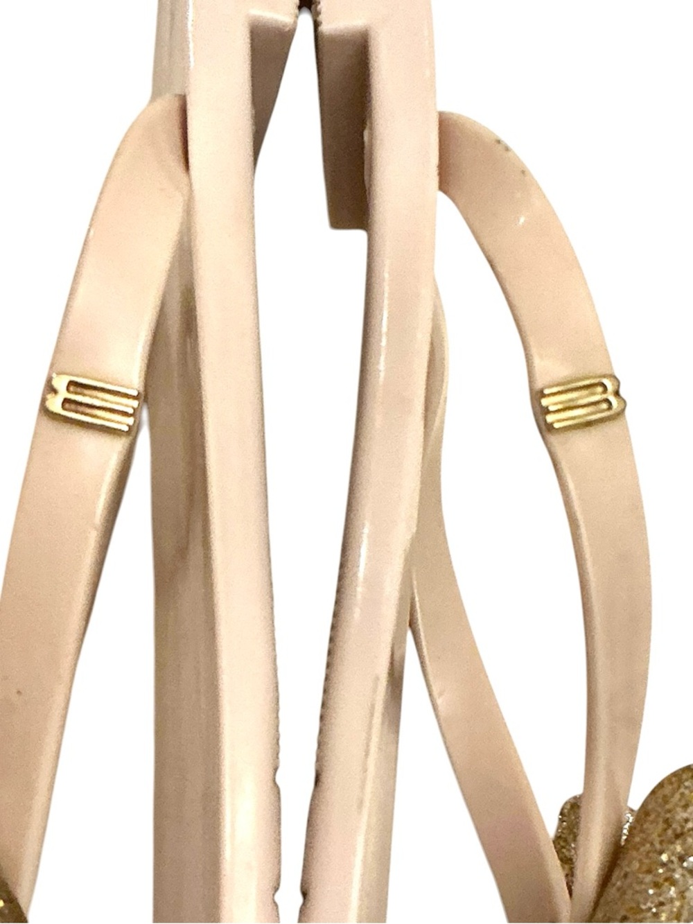 Melissa Harmonic Bow III PVC Gold Glitter Bow Flat Thong Flipflop Sandal Size: 8 - Picture 9 of 15